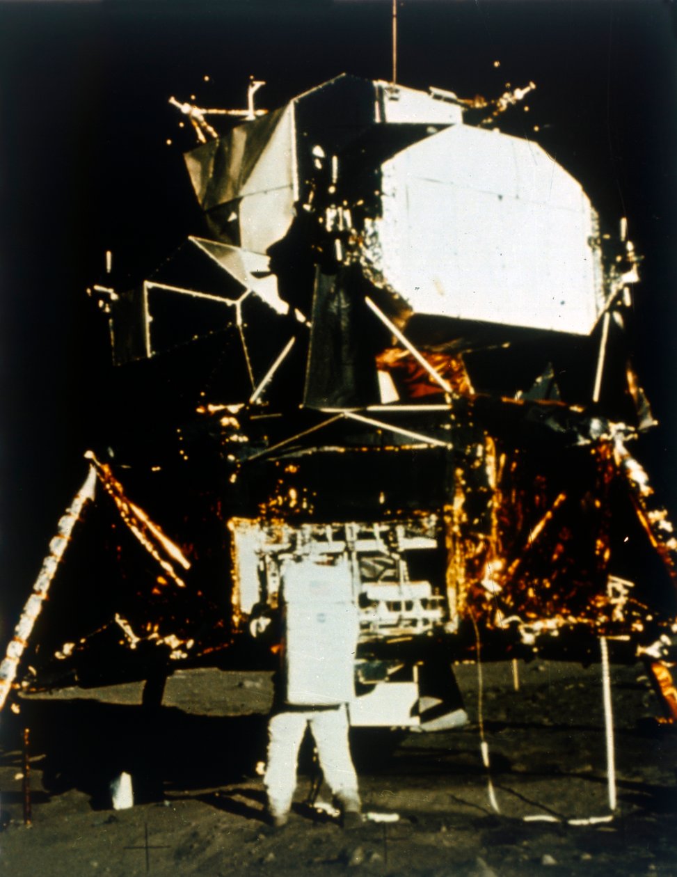 Buzz Aldrin, Lunar Module Kuun pinnalla, Apollo II -lento, heinäkuu 1969. tekijältä Neil Armstrong