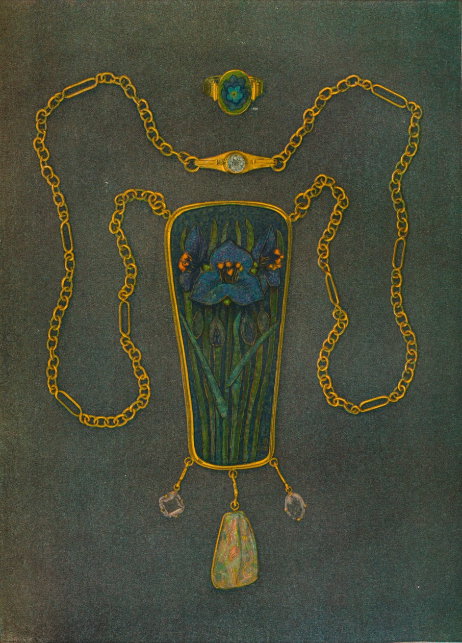 Kaulakoru kultaa, emalia ja jalokiviä, c1901 tekijältä Nelson Ethelred Dawson