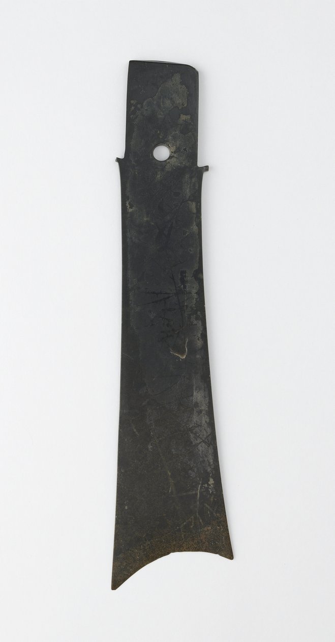 Haarukkataltta (zhang), Qijia-kulttuuri, n. 2500-2000 eKr. (jade (nefriitti)) tekijältä Neolithic Period Chinese School