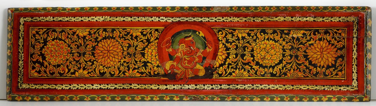 Kirjan kansi Shaiva-käsikirjoituksesta (läpinäkymätön wc puulla) tekijältä Nepalese School
