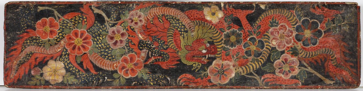 Buddhalainen käsikirjoituksen kansi, 1659 (läpinäkymätön wc puulla) tekijältä Nepalese School