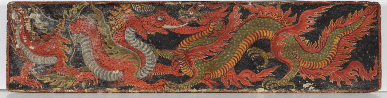 Buddhalainen käsikirjoituksen kansi, 1659 (läpinäkymätön wc puulla) tekijältä Nepalese School