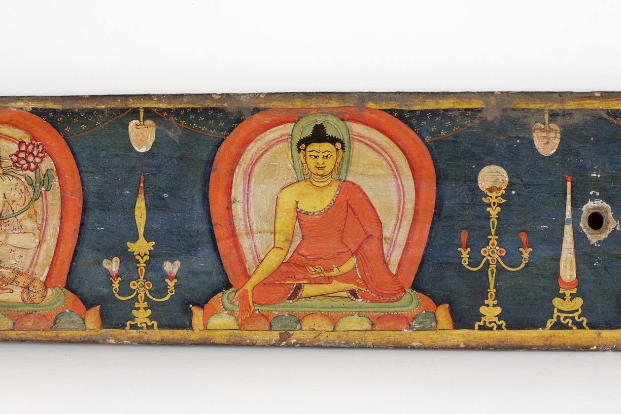 Viiden suojan käsikirjoitus, etukansi, 1138 (läpinäkymätön wc ja muste puulle) tekijältä Nepalese School