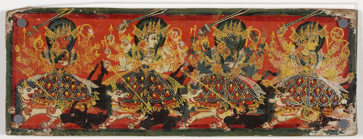 Yksi käsikirjoituskansiparista, joissa Devi on kahdeksan äitiä (wc puulla) tekijältä Nepalese School