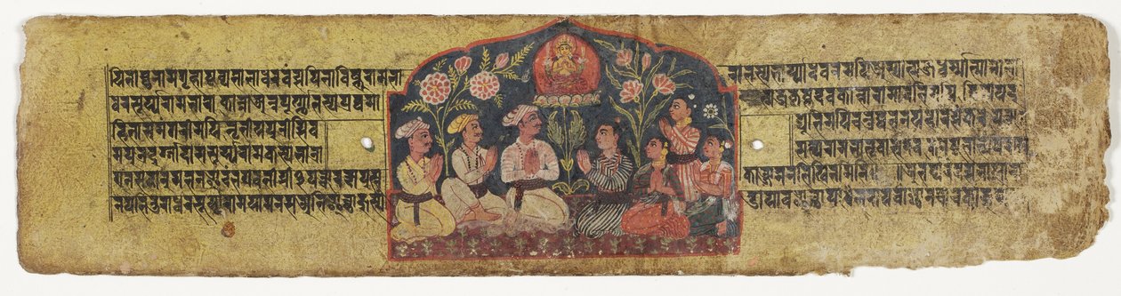 Manjusrin palvonta, 1659 (läpinäkymätön wc ja muste paperille) tekijältä Nepalese School