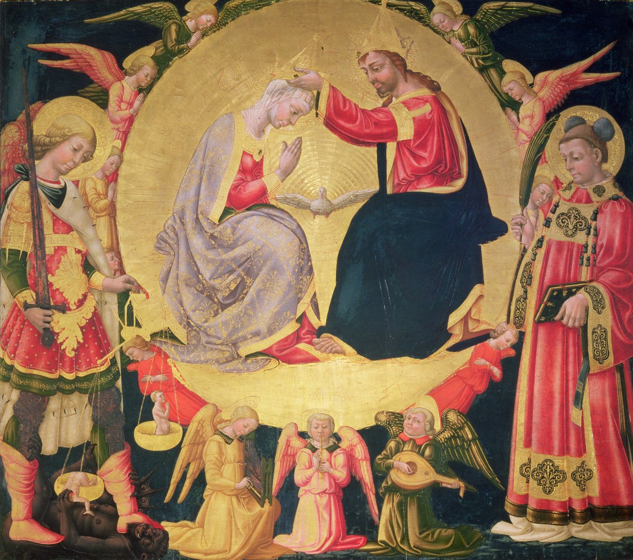 Neitsyt Marian kruunajaiset, noin 1475 (tempera paneelille). tekijältä Neri di Bicci