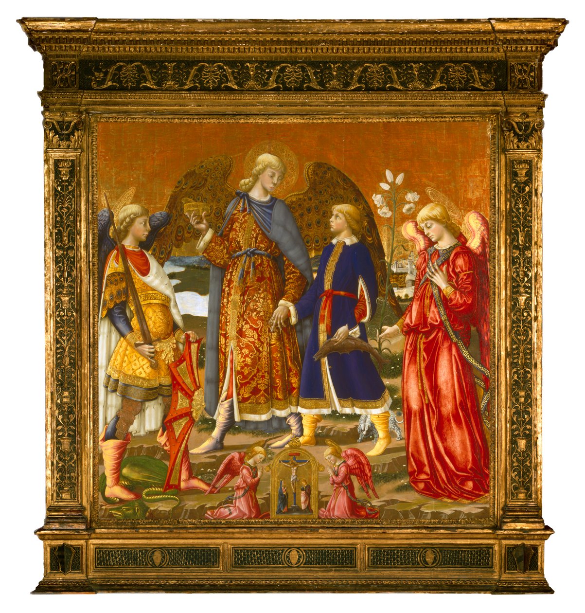 Tobias ja kolme arkkienkeliä, 1471 (tempera, öljy, kulta ja hopea paneelissa) tekijältä Neri di Bicci
