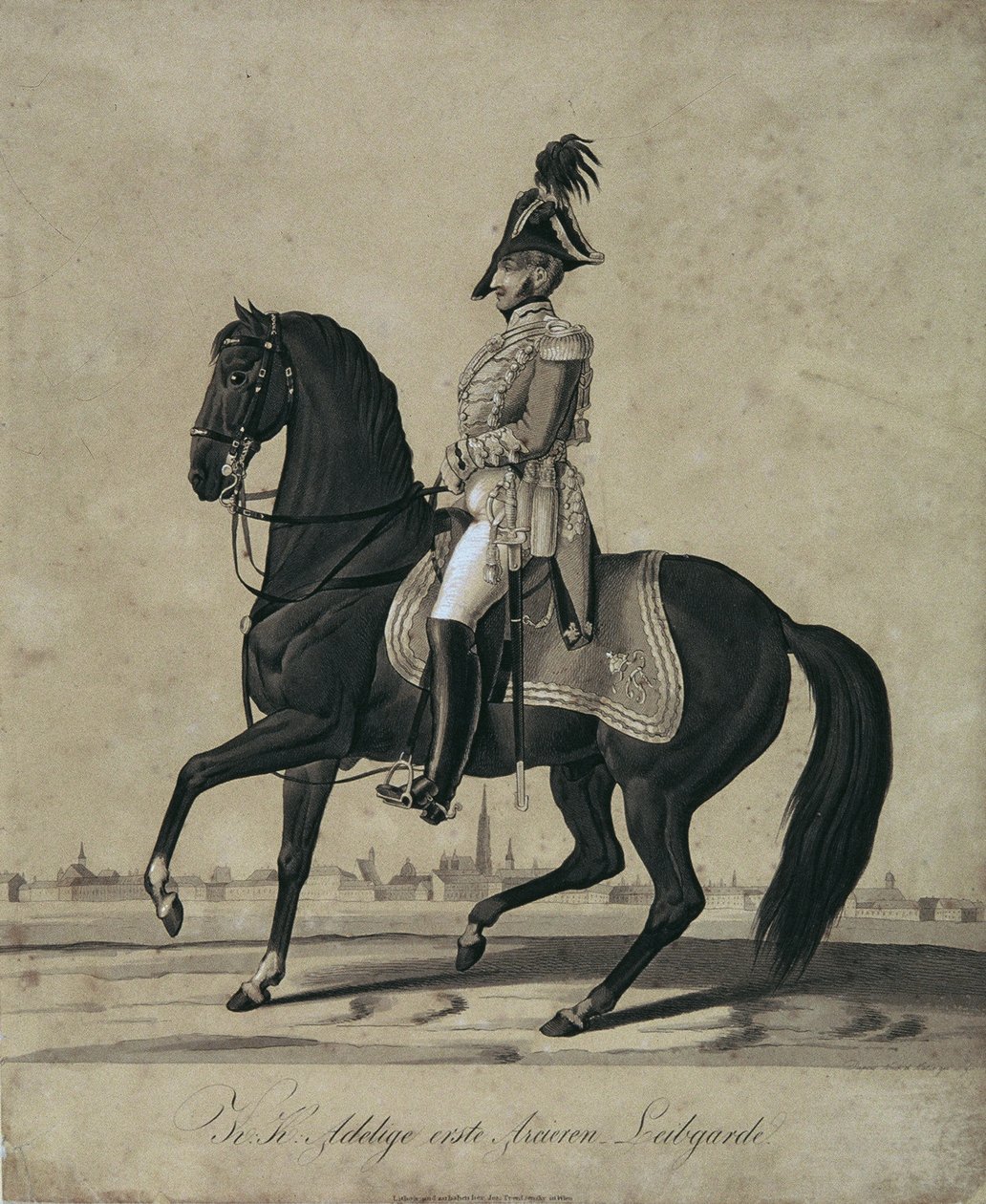 Arcièren Life Guardsman hevosen selässä tekijältä Leopold Blonder