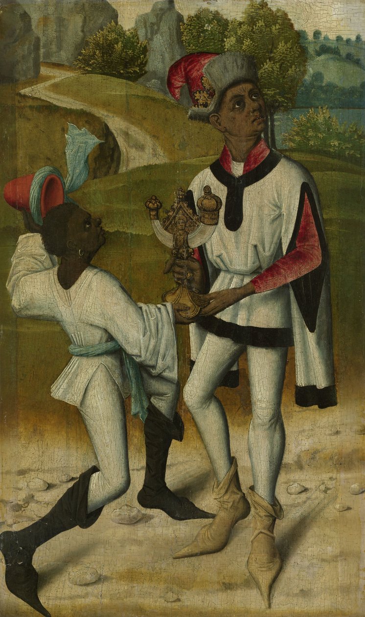 Balthazar, yksi kolmesta magista palvelijan kanssa, n. 1480-1490 tekijältä Netherlandish School