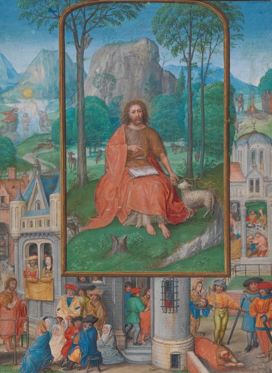 Käsikirjoitus valaistus kohtauksilla Pyhän Johannes Kastajan elämästä, n. 1515 tekijältä Netherlandish School