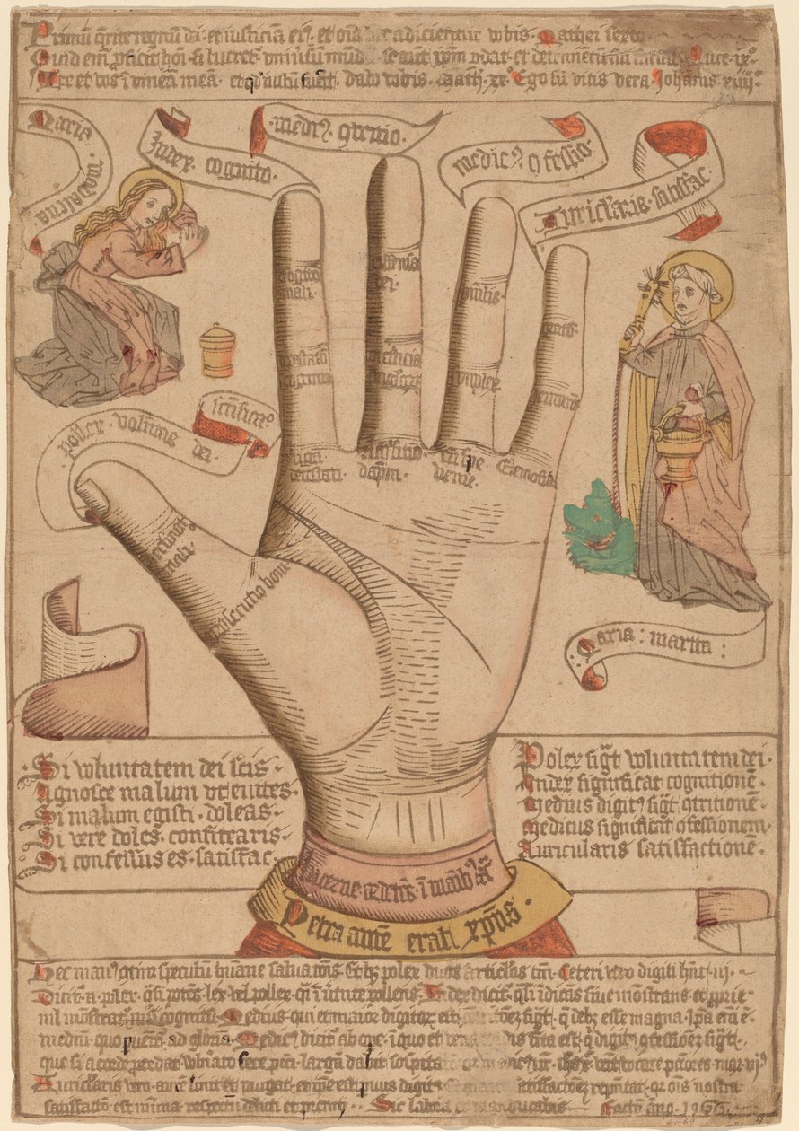 Käsi pelastuksen peilinä tekijältä Netherlandish 15th Century