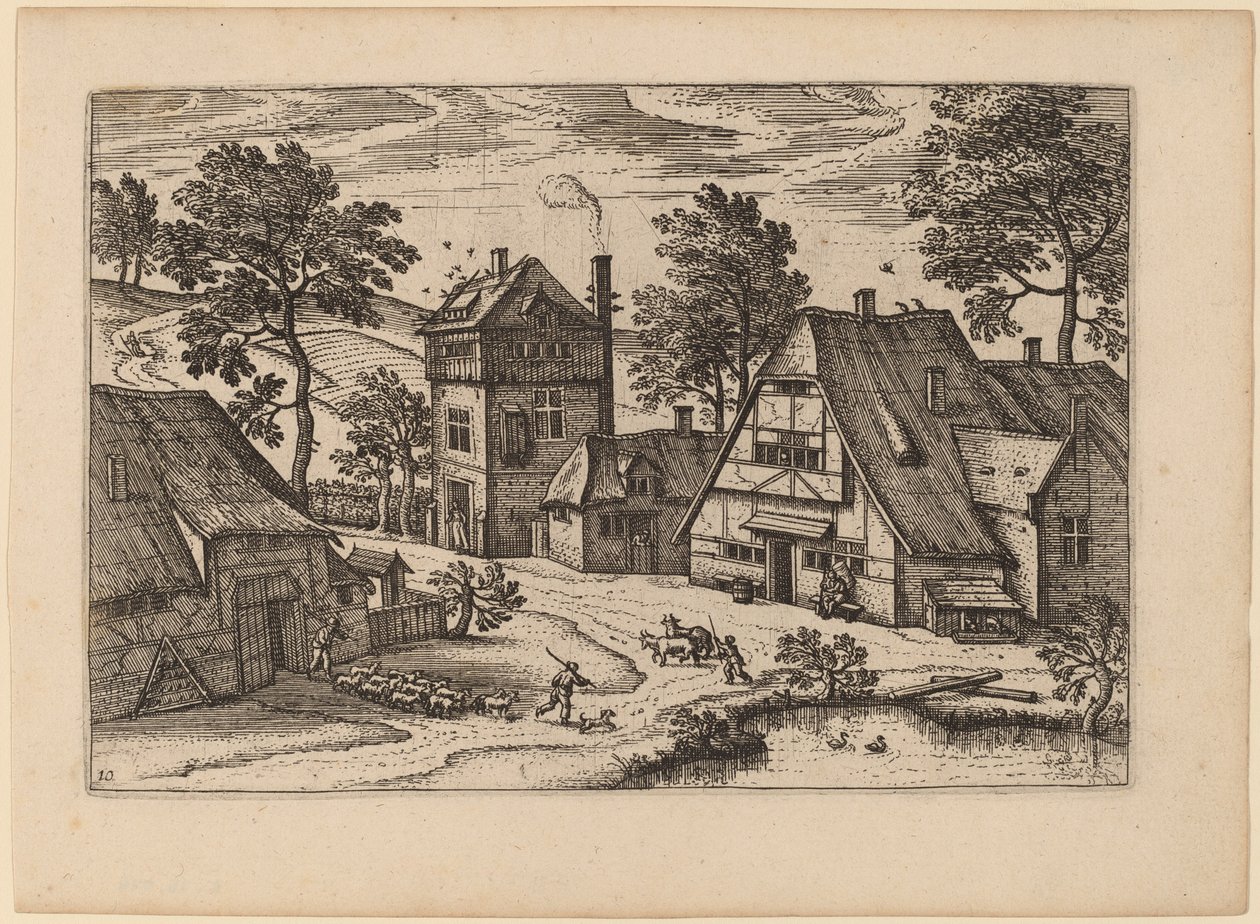 Kylä lampineen tekijältä Netherlandish 16th Century