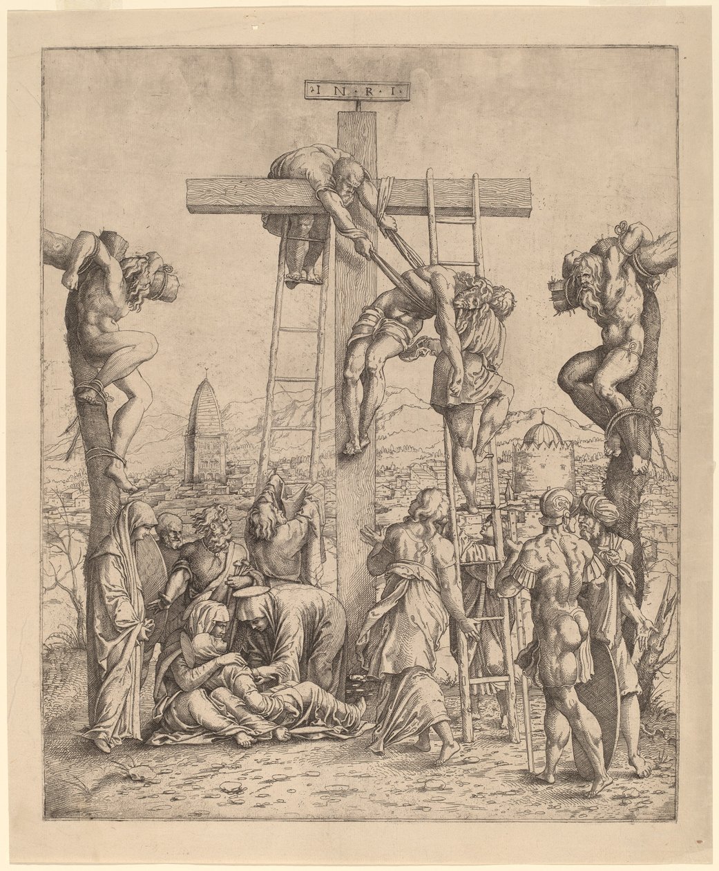 Laskeutuminen ristiltä tekijältä Netherlandish 16th Century after Andrea Mantegna