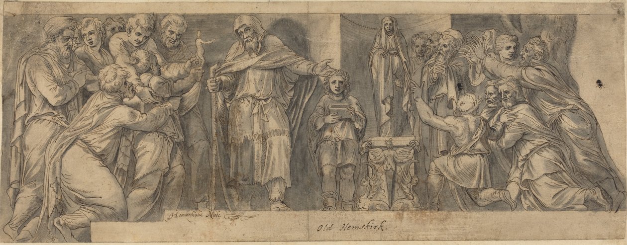 Kohtaus antiikin historiasta tekijältä Netherlandish 16th Century after Polidoro da Caravaggio