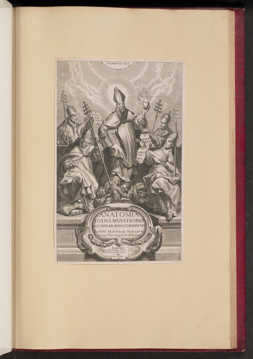 Anatomia Totivs Avgvstissimae Doctrinae Avgvstinae otsikkosivu tekijältä Netherlandish 17th Century after Cornelis Galle I after Sir Peter Paul Rubens