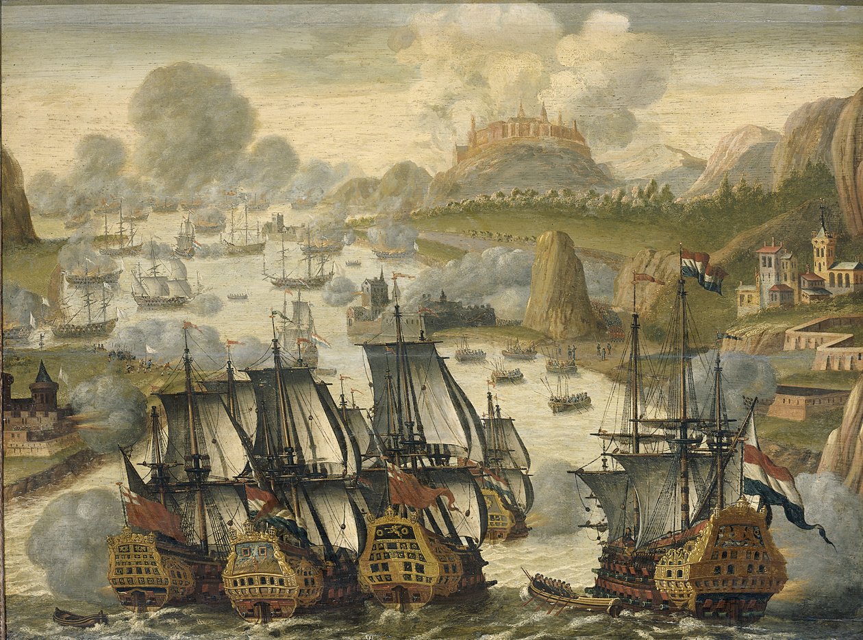 Vigo Bayn meritaistelu, 23. lokakuuta 1702, noin 1705 tekijältä Netherlandish Master