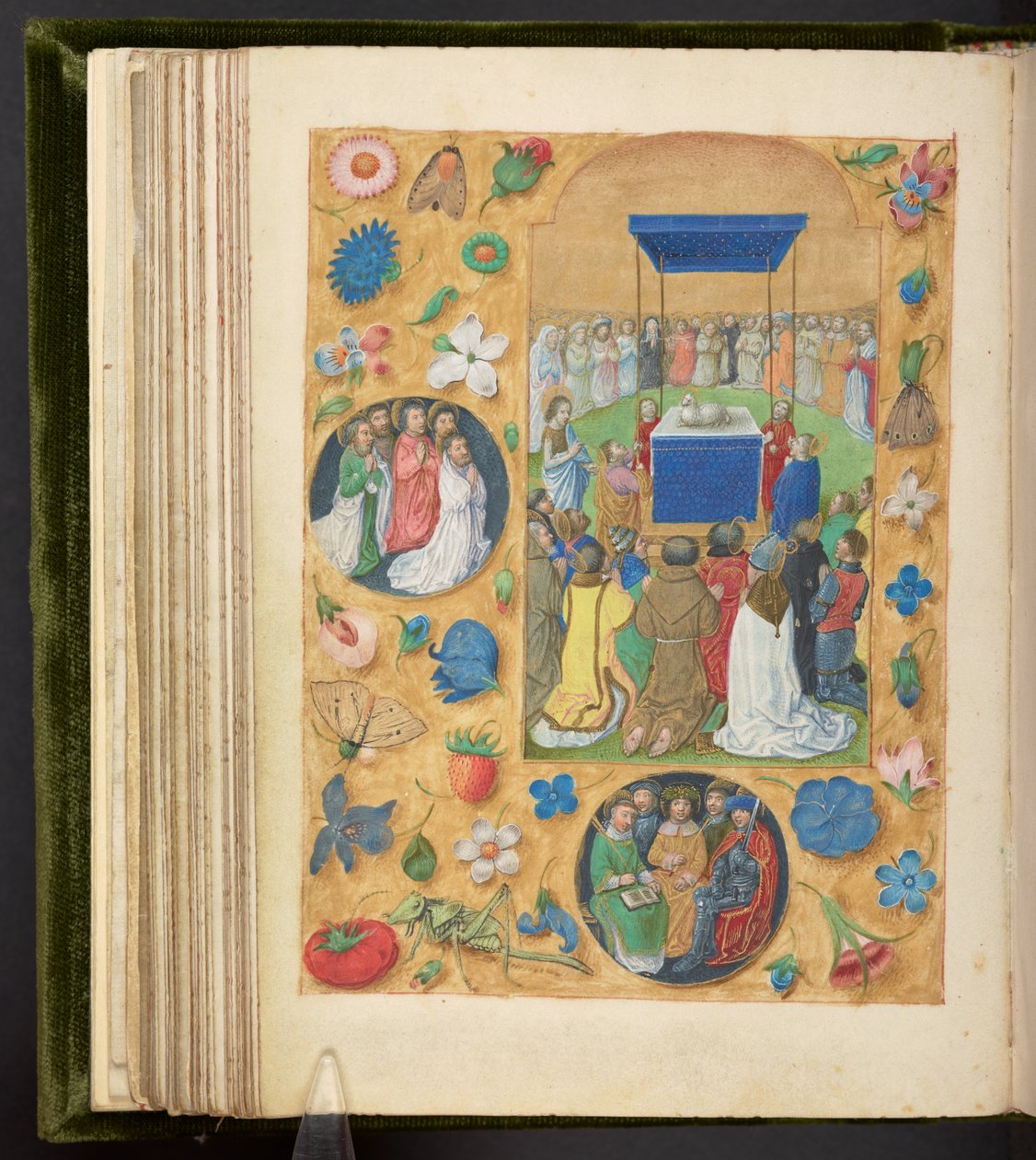 Lisätä. 17280, f.77v, Mystisen Karitsan palvonta, Philip The Fairin tunteista, n. 1495 (vellum) tekijältä Netherlandish School