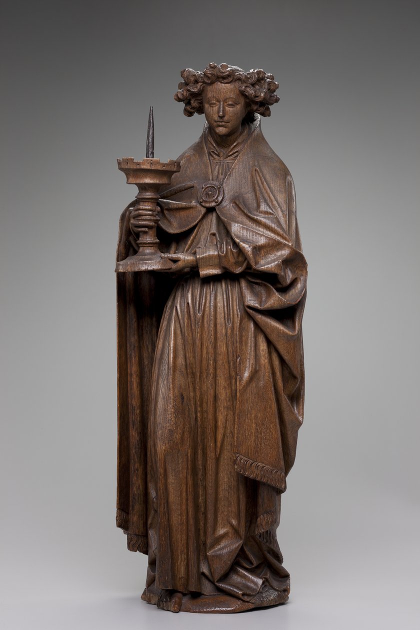 Enkeli pitelee kynttilänjalkaa, n. 1480-1500 (tammi) tekijältä Netherlandish School