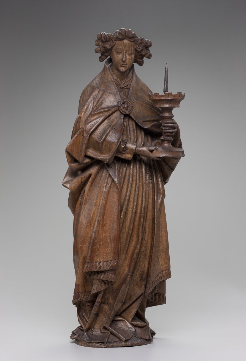 Enkeli pitelee kynttilänjalkaa, n. 1480-1500 (tammi) tekijältä Netherlandish School