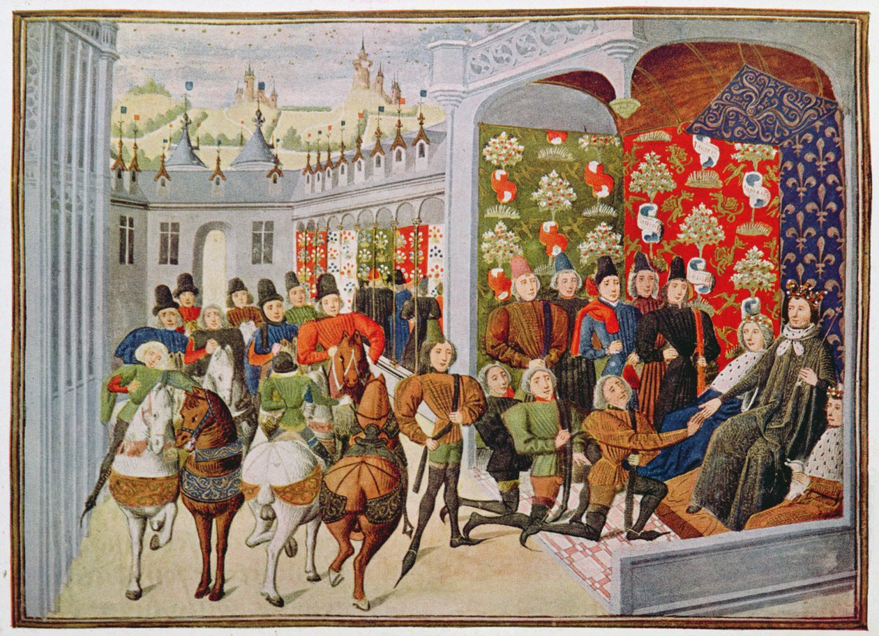 Harl 4380 f.40 Ranskan kuningas Kaarle VI vastaanottaa Englannin lähettiläät 