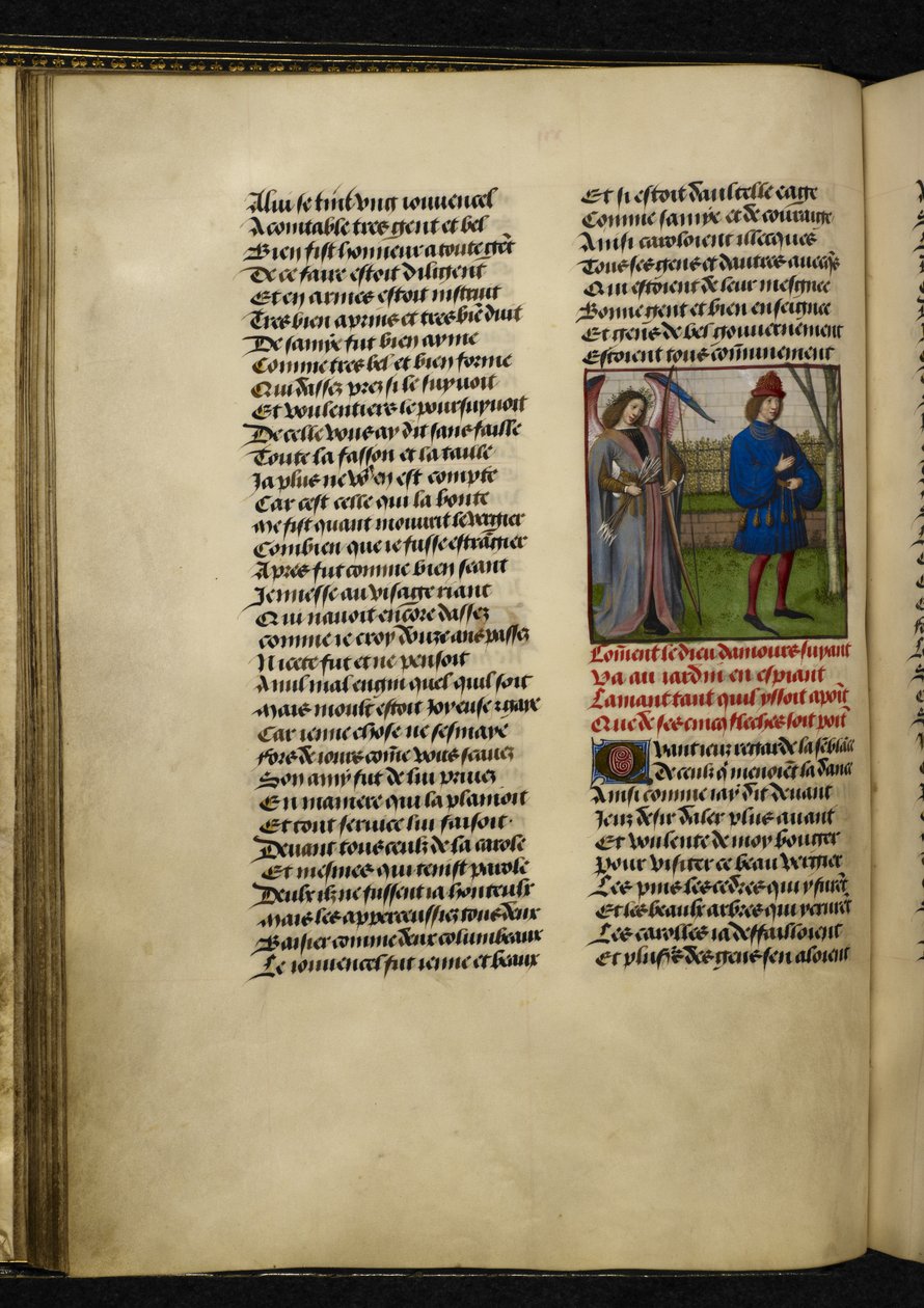 Harley MS 4425 f.18v Amors (rakkauden jumala) ja L