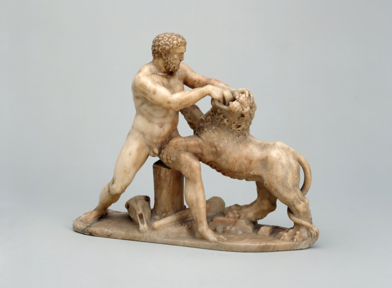 Hercules painii Nemean-leijonalla (alabasteri) tekijältä Netherlandish School