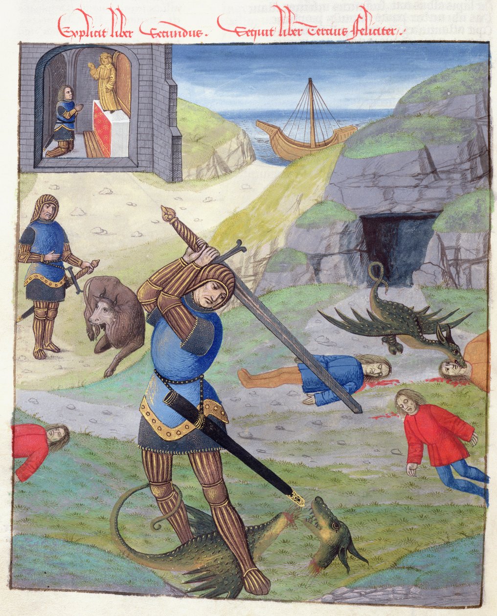 Ms 324 f.35 v. Cadmus, Ovidiuksen julkaisusta Metamorphoses 10, 1497 tekijältä Netherlandish School