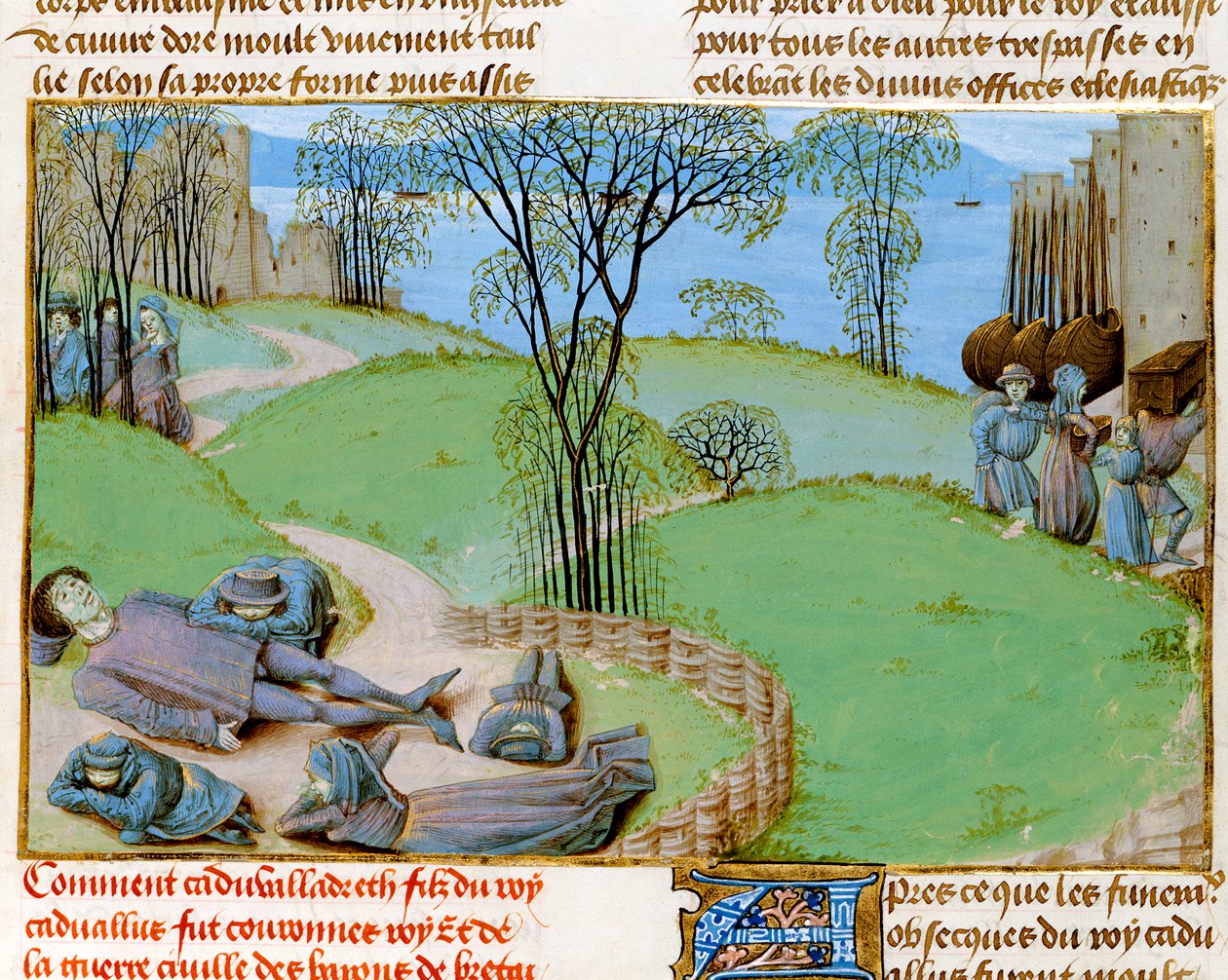 Ms Royal 15 E.IV fol.187 Kuolemat nälänhädästä, Jean de Wavrinin Chroniques d