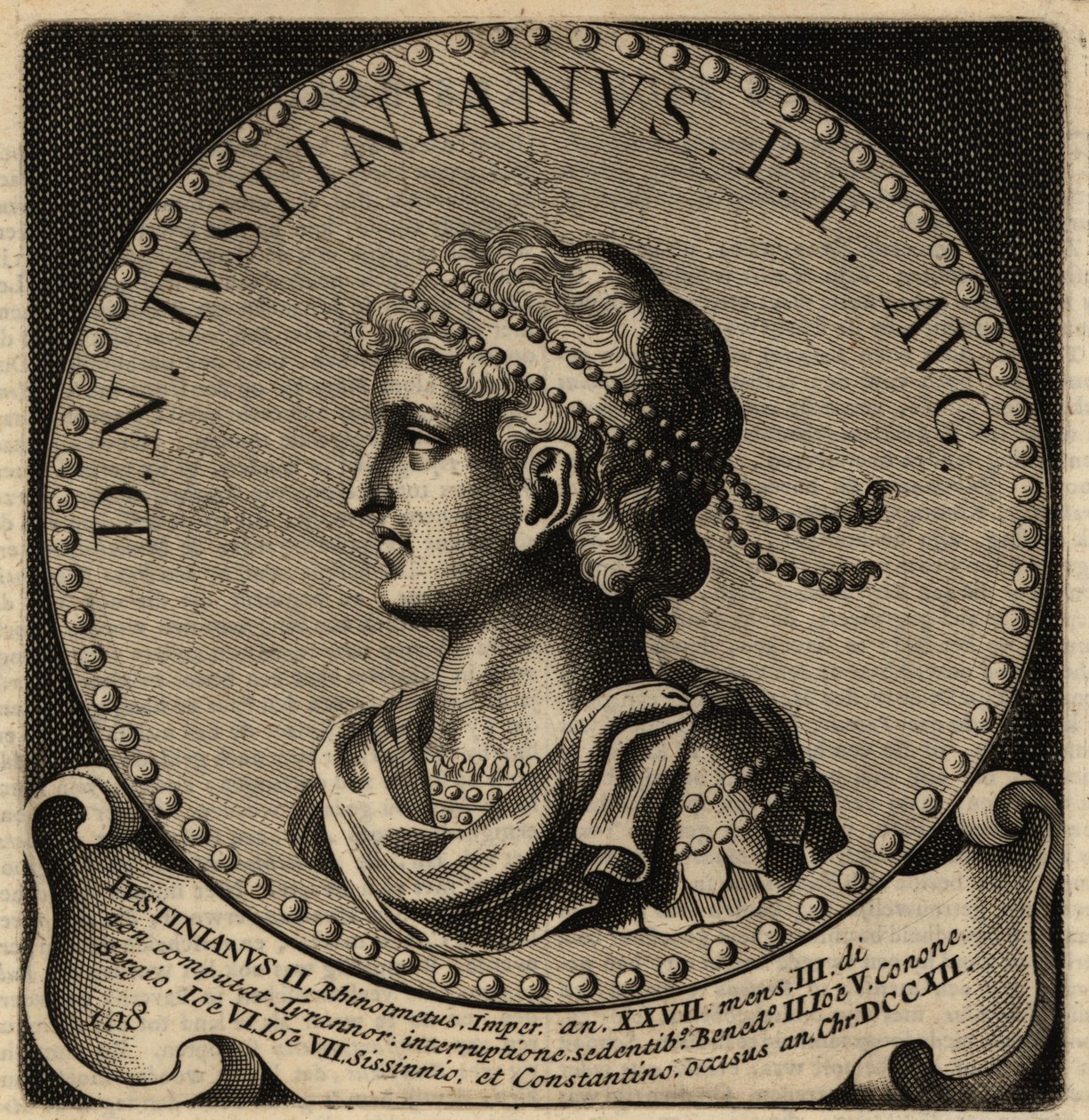 Bysantin keisari Justinianus II:n muotokuva. tekijältä Netherlandish School