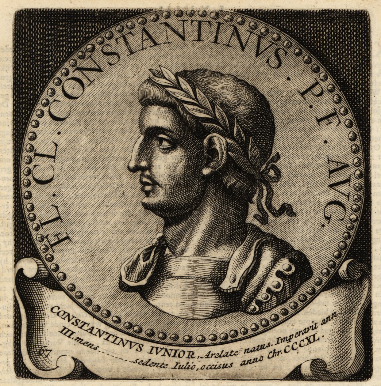Rooman keisari Konstantinus II:n muotokuva. tekijältä Netherlandish School
