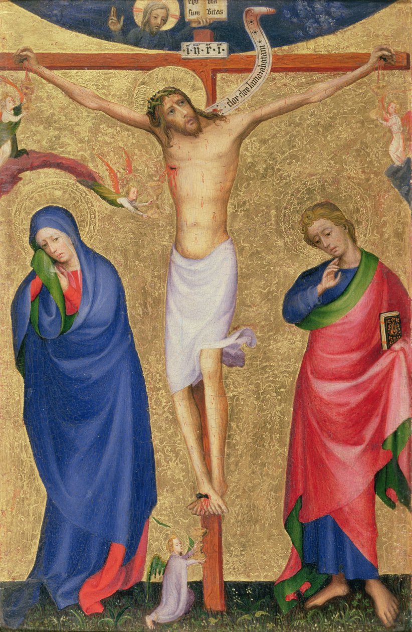 Ristiinnaulitseminen, taitettavasta alttaritaulusta, n. 1400 (tempera & kultalehti paneelissa) tekijältä Netherlandish School