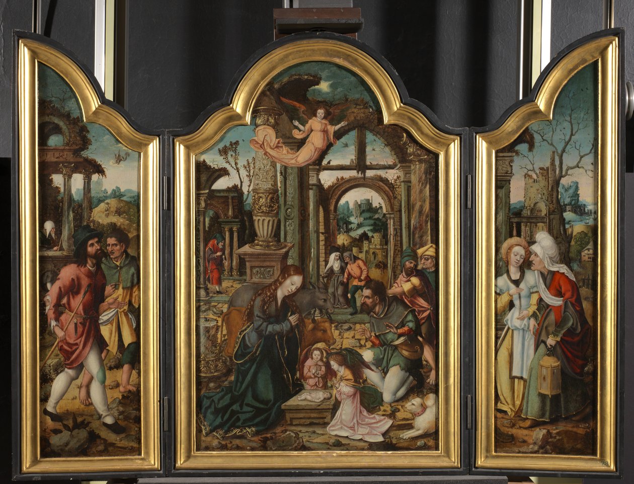 Triptyykki - Paimenten palvonta, 1535 tekijältä Netherlandish School