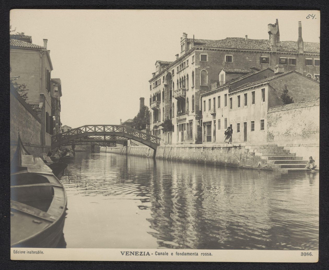 Näkymä Fondamenta Rossalle Venetsiassa Venetsia - Canale e fondamenta rossa (otsikko esineessä) tekijältä Neue Photographische Gesellschaft