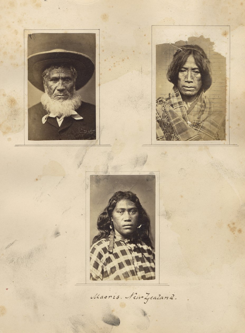 Maoris, Uusi-Seelanti, n. 1865 (albumiprintti) tekijältä New Zealander Photographer