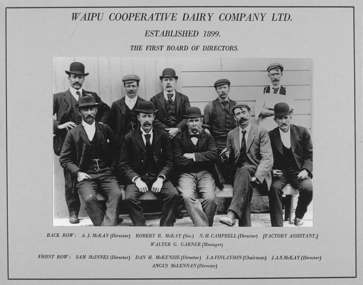 Waipu Cooperative Dairy Companyn ensimmäinen hallitus, 1899 tekijältä New Zealander Photographer