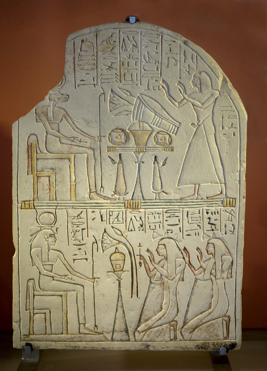 Art Egypt Stele de Penboui a Toueris ja Isis Hathor (maalattu kalkkikivi, uusi imperiumi tekijältä New Kingdom Egyptian