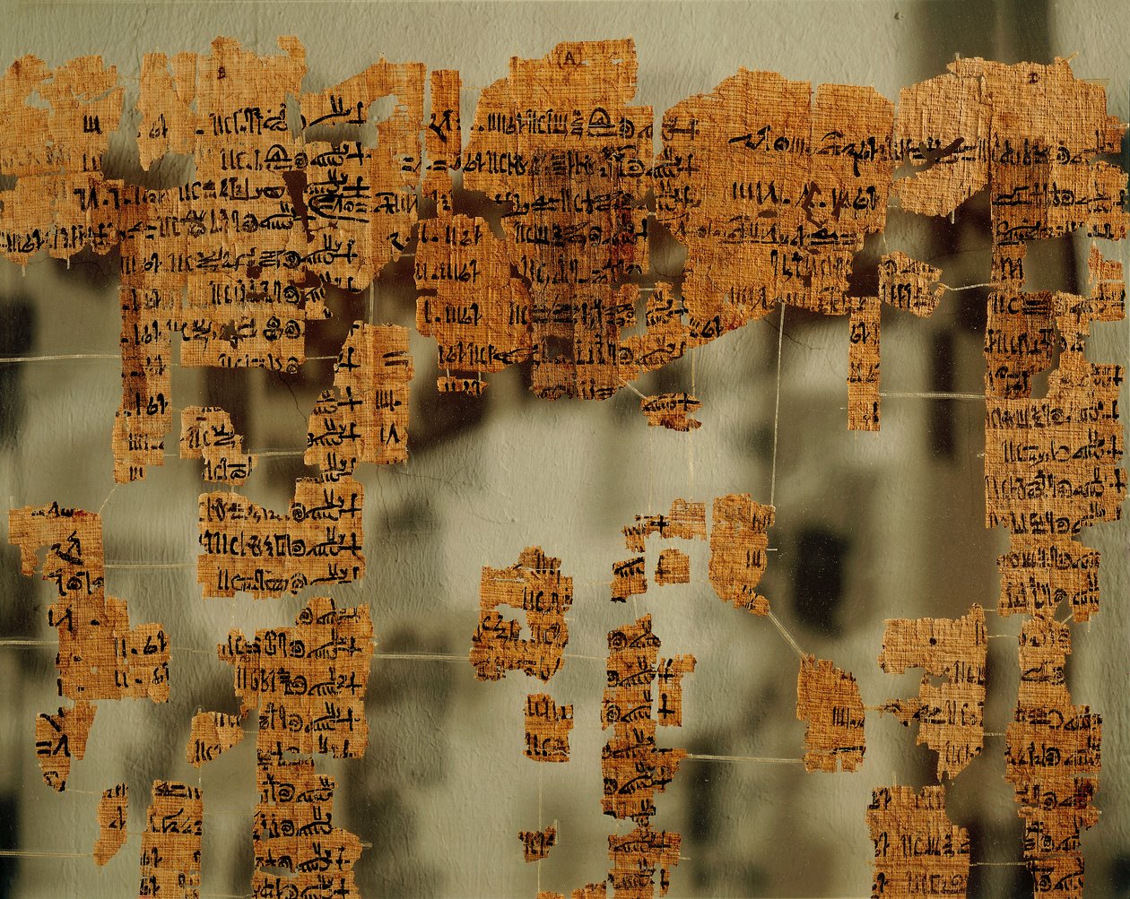 Fragmentit kuninkaan papyruksesta tai kuninkaallisesta kaanonista (papyrus) tekijältä New Kingdom Egyptian