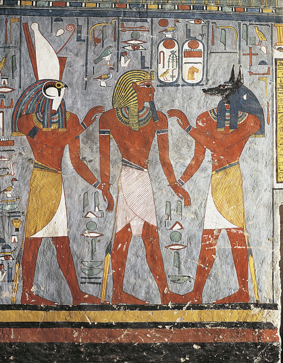 Farao jumalien Harsiesisin ja Anubiksen välillä tekijältä New Kingdom Egyptian