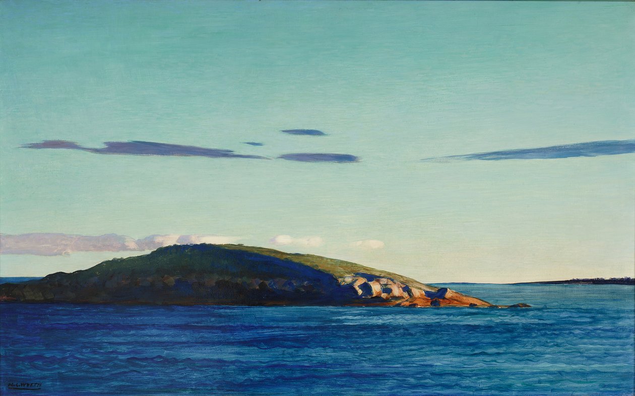Blubber Island, Maine, 1938 (öljy gessojauheella) tekijältä Newell Convers Wyeth