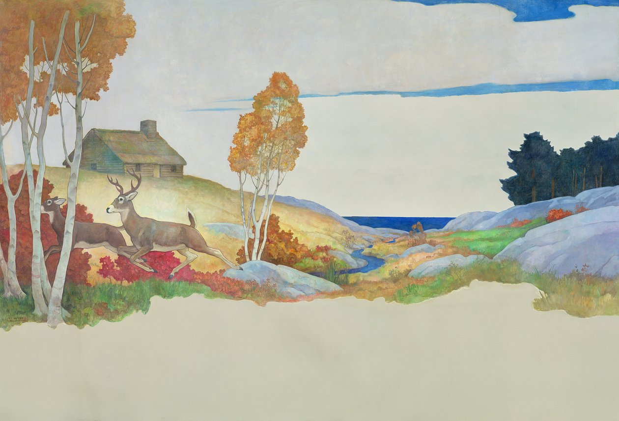 Hirvi ja puro, 1945 tekijältä Newell Convers Wyeth