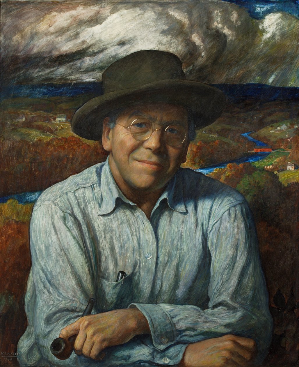 Omakuva, 1940 (tempera gessoed-paneelissa) tekijältä Newell Convers Wyeth