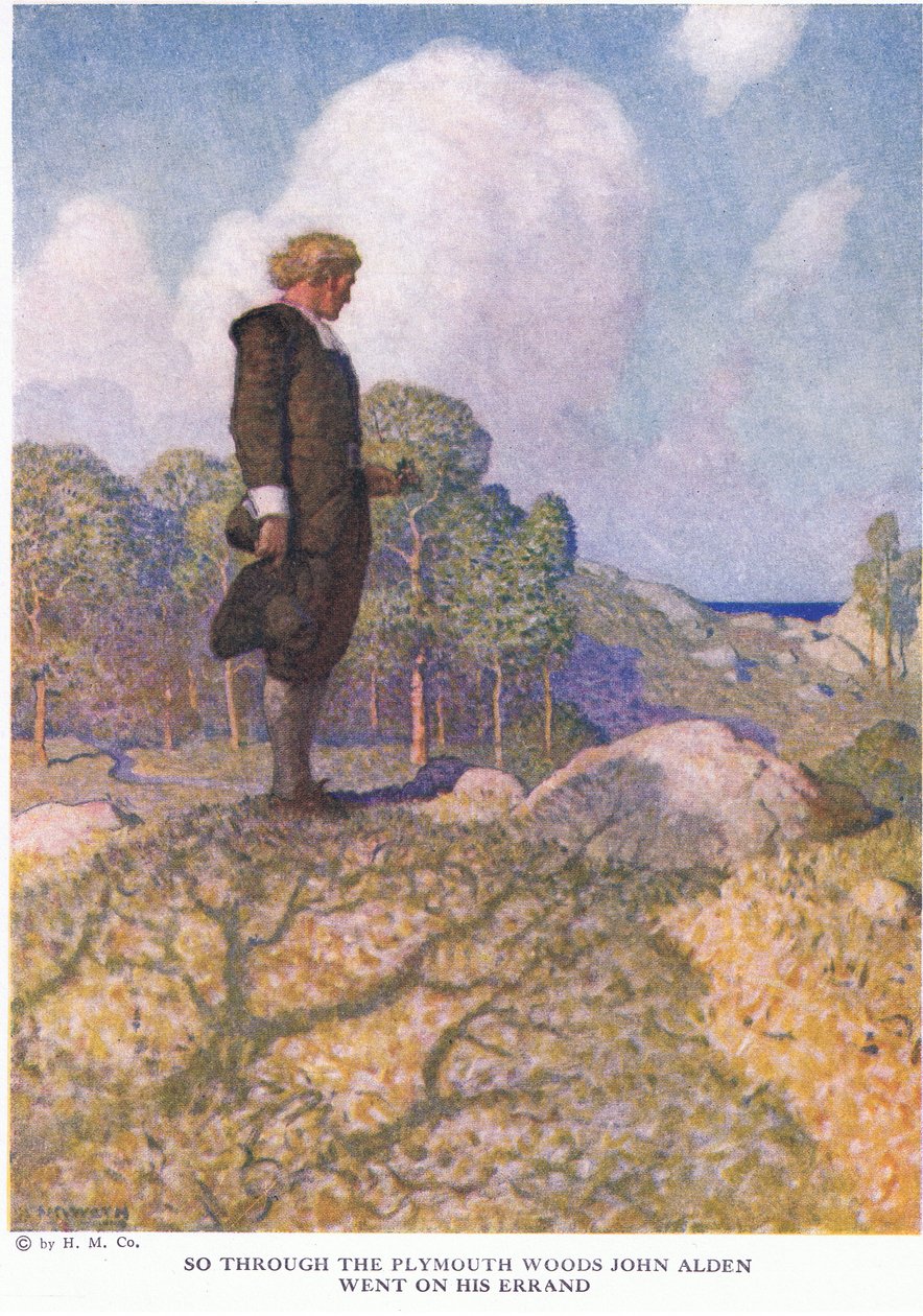 Joten Plymouthin metsän läpi John Alden jatkoi tehtäväänsä tekijältä Newell Convers Wyeth