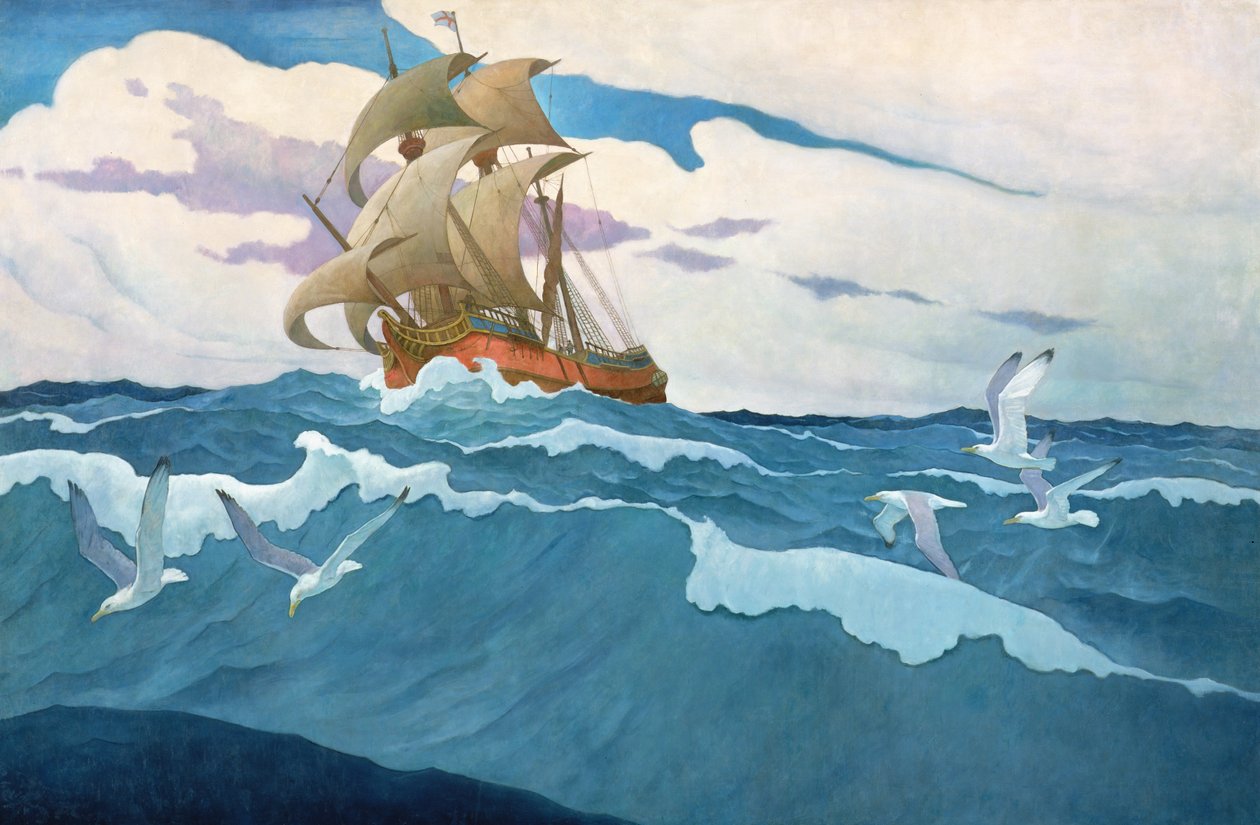 Mayflowerin tulo vuonna 1620, 1941 tekijältä Newell Convers Wyeth