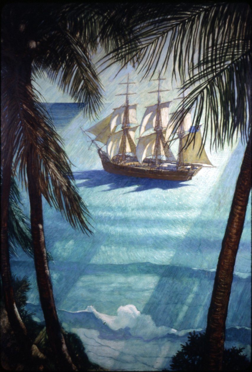 The Ship Bounty (öljy Renaissance-paneelissa) tekijältä Newell Convers Wyeth