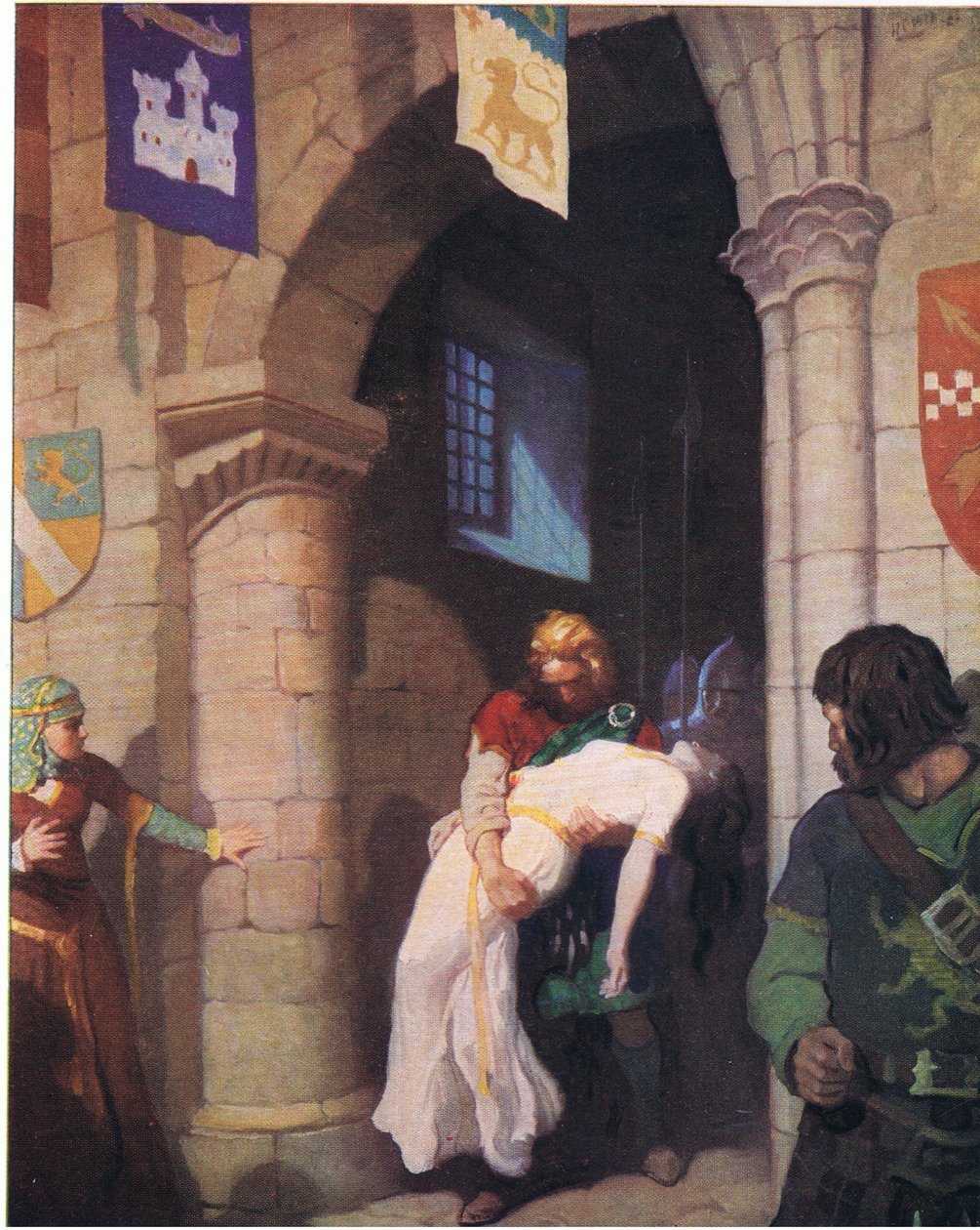 Haavoittunut Helen, Charles Schribnerin Sonsin julkaisemasta Scottish Chiefsistä, 1930 tekijältä Newell Convers Wyeth