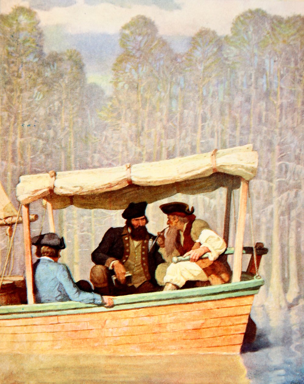 Kapteeni Flood kokouksessa leikkurissa (värilitho) tekijältä Newell Convers (after) Wyeth