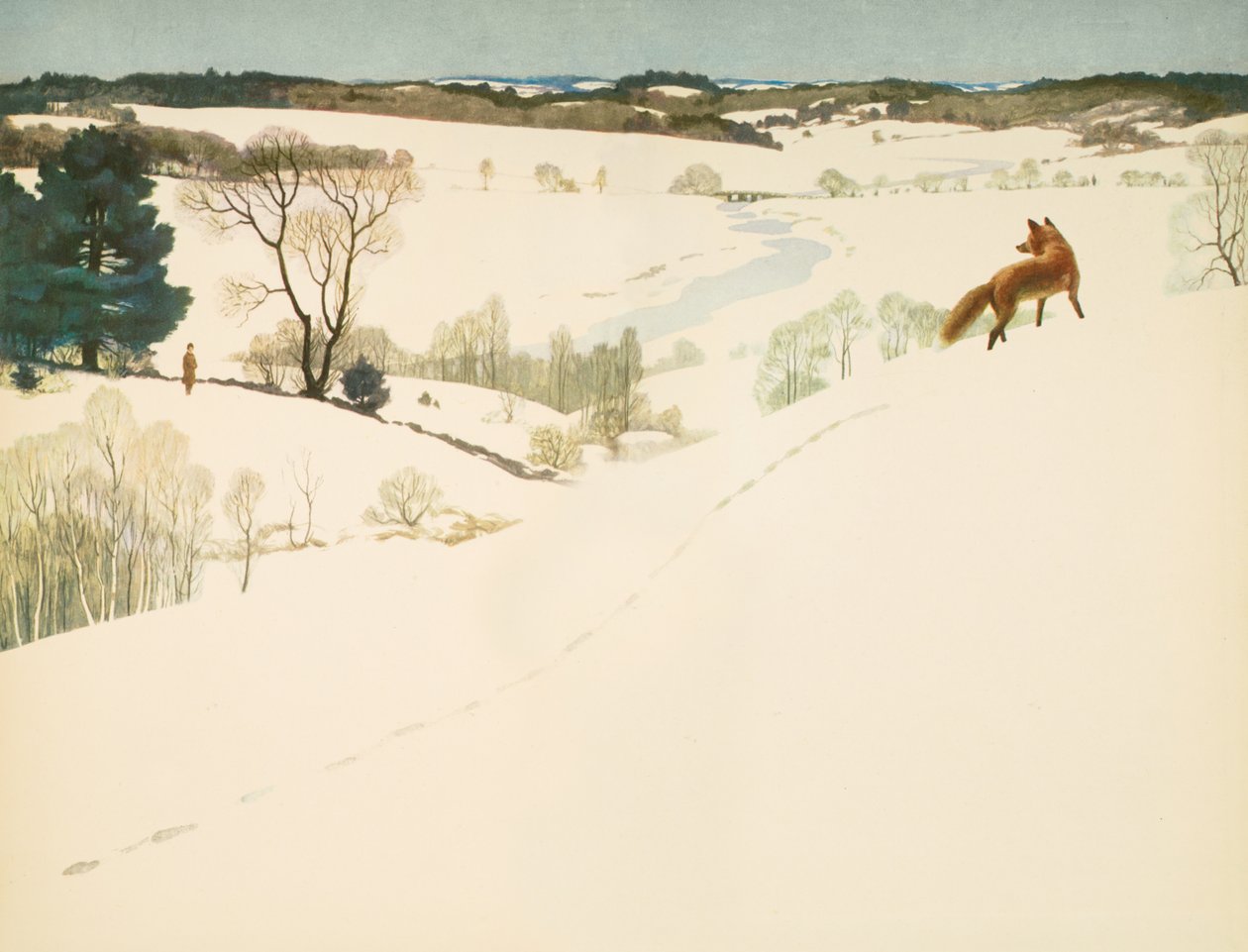 Fox in the Snow, loppupaperi David Thoreaun "Men of Concordista". tekijältä Newell Convers Wyeth
