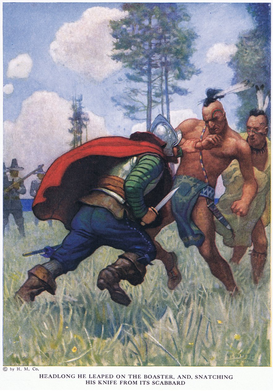 Päätä myöten hän hyppäsi kerskailijan kimppuun ja nappasi veitsensä huorestaan tekijältä Newell Convers Wyeth