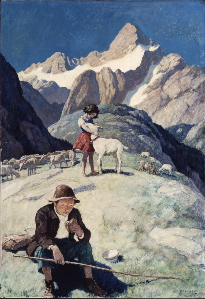 Heidi, 1940 (öljy renessanssilevylle) tekijältä Newell Convers Wyeth