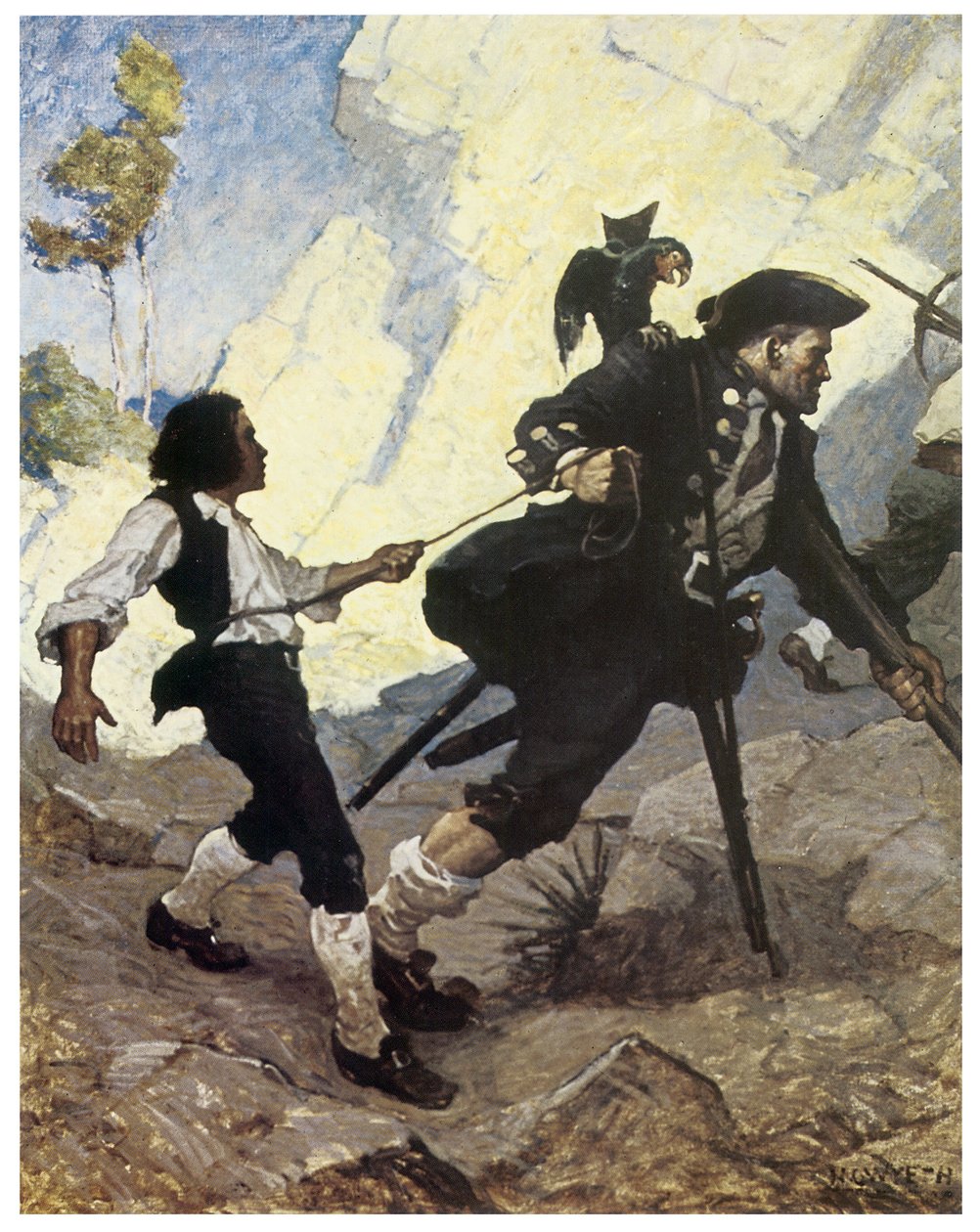 Newell Convers Wyethin (1882-1945) kuvitus vuodesta 1911 Robert Louis Stevensonin (1850-1894) romaanille "L